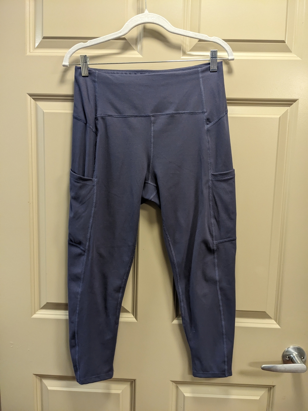 Apana Slate Blue High-Rise Side Pocket Capri  Leggings Size Large